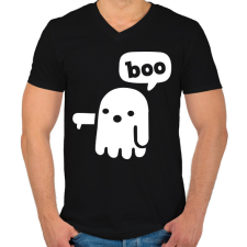 PRINTFASHION Boo szellem - Férfi V-nyakú póló - Fekete férfi póló