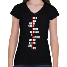 PRINTFASHION Boom Boom Ciao - Női V-nyakú póló - Fekete női póló