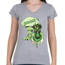 PRINTFASHION Boom - Női V-nyakú póló - Sport szürke