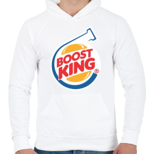PRINTFASHION Boost King - Férfi kapucnis pulóver - Fehér férfi pulóver, kardigán