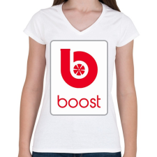 PRINTFASHION BOOST - Női V-nyakú póló - Fehér női póló