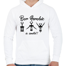 PRINTFASHION Bor Aerobic - Férfi kapucnis pulóver - Fehér férfi pulóver, kardigán