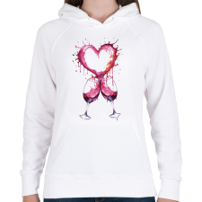 PRINTFASHION Bor szerelem - Női kapucnis pulóver - Fehér női pulóver, kardigán