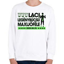 PRINTFASHION Borat legénybúcsú - Egyedi névvel, dátummal - Gyerek pulóver - Fehér gyerek pulóver, kardigán