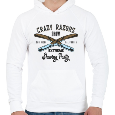 PRINTFASHION Borbély 03 - Crazy razors - Férfi kapucnis pulóver - Fehér