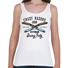 PRINTFASHION Borbély 03 - Crazy razors - Női atléta - Fehér női trikó