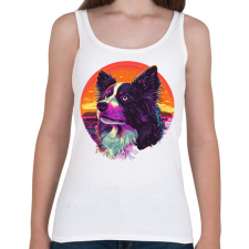 PRINTFASHION Border Collie Synthwave - Női atléta - Fehér női trikó