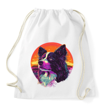 PRINTFASHION Border Collie Synthwave - Sportzsák, Tornazsák - Fehér tornazsák