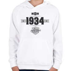 PRINTFASHION born-in-1934-(dark&lightgrey) - Gyerek kapucnis pulóver - Fehér