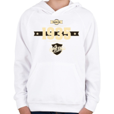 PRINTFASHION born-in-1935-cream-choco - Gyerek kapucnis pulóver - Fehér gyerek pulóver, kardigán