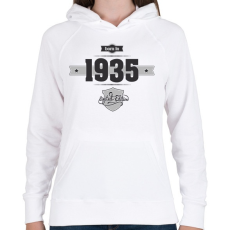 PRINTFASHION born-in-1935-(dark&lightgrey) - Női kapucnis pulóver - Fehér