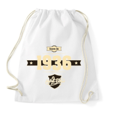 PRINTFASHION born-in-1936-cream-choco - Sportzsák, Tornazsák - Fehér tornazsák