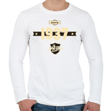 PRINTFASHION born-in-1937-cream-choco - Férfi hosszú ujjú póló - Fehér férfi póló