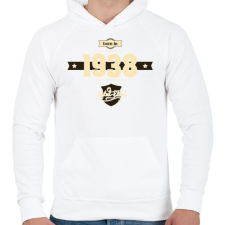 PRINTFASHION born-in-1938-cream-choco - Férfi kapucnis pulóver - Fehér férfi pulóver, kardigán