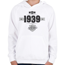 PRINTFASHION born-in-1939-(dark&lightgrey) - Gyerek kapucnis pulóver - Fehér