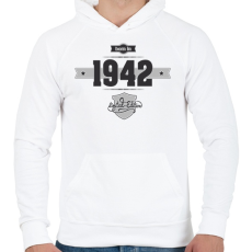 PRINTFASHION born-in-1942-(dark&lightgrey) - Férfi kapucnis pulóver - Fehér