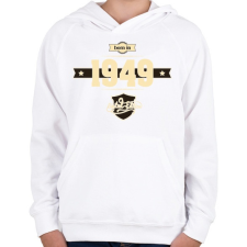 PRINTFASHION born-in-1949-cream-choco - Gyerek kapucnis pulóver - Fehér gyerek pulóver, kardigán