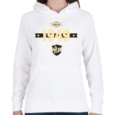 PRINTFASHION born-in-1949-cream-choco - Női kapucnis pulóver - Fehér női pulóver, kardigán