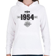 PRINTFASHION born-in-1954-(dark&lightgrey) - Női kapucnis pulóver - Fehér