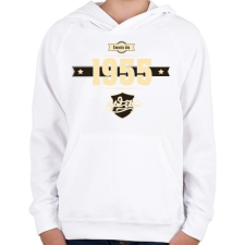 PRINTFASHION born-in-1955-cream-choco - Gyerek kapucnis pulóver - Fehér gyerek pulóver, kardigán