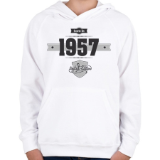 PRINTFASHION born-in-1957-(dark&lightgrey) - Gyerek kapucnis pulóver - Fehér gyerek pulóver, kardigán