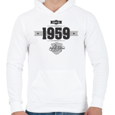 PRINTFASHION born-in-1959-(dark&lightgrey) - Férfi kapucnis pulóver - Fehér