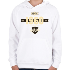 PRINTFASHION born-in-1960-cream-choco - Gyerek kapucnis pulóver - Fehér gyerek pulóver, kardigán