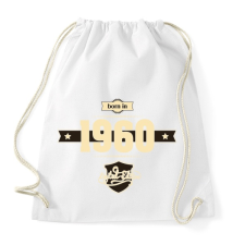 PRINTFASHION born-in-1960-cream-choco - Sportzsák, Tornazsák - Fehér tornazsák