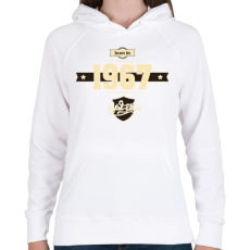 PRINTFASHION born-in-1967-cream-choco - Női kapucnis pulóver - Fehér