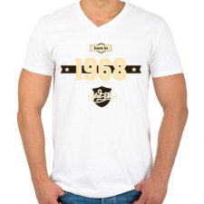 PRINTFASHION born-in-1968-cream-choco - Férfi V-nyakú póló - Fehér férfi póló