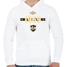 PRINTFASHION born-in-1969-cream-choco - Férfi kapucnis pulóver - Fehér férfi pulóver, kardigán