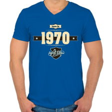 PRINTFASHION born-in-1970-cream-choco - Férfi V-nyakú póló - Királykék férfi póló