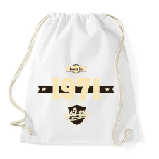 PRINTFASHION born-in-1971-cream-choco - Sportzsák, Tornazsák - Fehér tornazsák