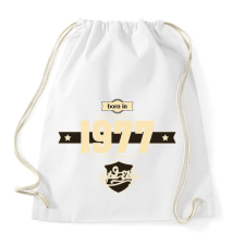 PRINTFASHION born-in-1977-cream-choco - Sportzsák, Tornazsák - Fehér tornazsák