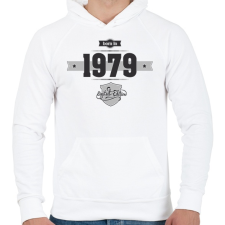 PRINTFASHION born-in-1979-(dark&lightgrey) - Férfi kapucnis pulóver - Fehér férfi pulóver, kardigán