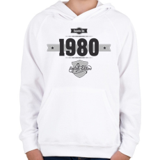 PRINTFASHION born-in-1980-(dark&lightgrey) - Gyerek kapucnis pulóver - Fehér