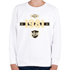 PRINTFASHION born-in-1981-cream-choco - Gyerek pulóver - Fehér gyerek pulóver, kardigán