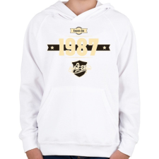 PRINTFASHION born-in-1987-cream-choco - Gyerek kapucnis pulóver - Fehér gyerek pulóver, kardigán