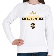 PRINTFASHION born-in-1987-cream-choco - Női pulóver - Fehér női pulóver, kardigán