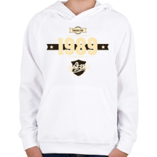 PRINTFASHION born-in-1989-cream-choco - Gyerek kapucnis pulóver - Fehér gyerek pulóver, kardigán