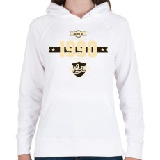 PRINTFASHION born-in-1990-cream-choco - Női kapucnis pulóver - Fehér