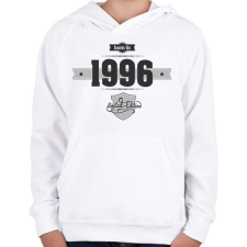 PRINTFASHION born-in-1996-(dark&lightgrey) - Gyerek kapucnis pulóver - Fehér gyerek pulóver, kardigán