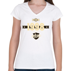 PRINTFASHION born-in-1998-cream-choco - Női V-nyakú póló - Fehér
