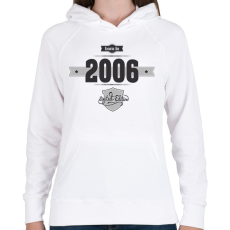 PRINTFASHION born-in-2006-(dark&lightgrey) - Női kapucnis pulóver - Fehér