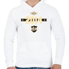 PRINTFASHION born-in-2014-cream-choco - Férfi kapucnis pulóver - Fehér férfi pulóver, kardigán