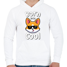 PRINTFASHION Born to be cool - Férfi kapucnis pulóver - Fehér