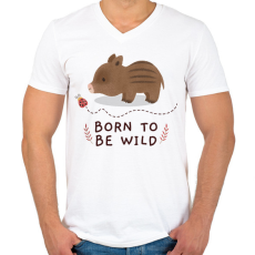 PRINTFASHION Born to be wild - Férfi V-nyakú póló - Fehér