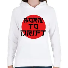 PRINTFASHION Born to drift - Női kapucnis pulóver - Fehér női pulóver, kardigán