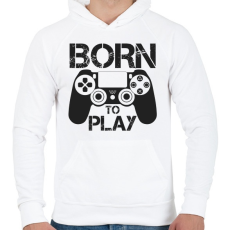 PRINTFASHION Born to play - Férfi kapucnis pulóver - Fehér