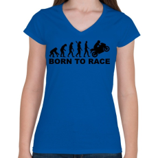PRINTFASHION Born to race - Női V-nyakú póló - Királykék